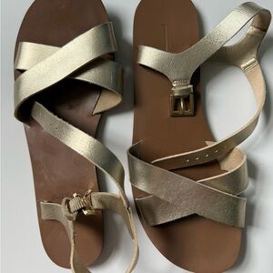 J Crew gold strap flat sandals